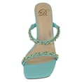 thumbnail image 4 of Delicious Shoes Women Block High Heel Sandals Gold Chain Band Square Toe FENN-S Turquoise Blue Light Teal 11, 4 of 4