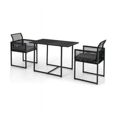 Resenkos 3 Pieces Outdoor Dining Set with Folding Backrest and Seat Cushions-Black, Outdoor Dining Chair for Outside Patio, All Weather, Porch, Garden, Poolside