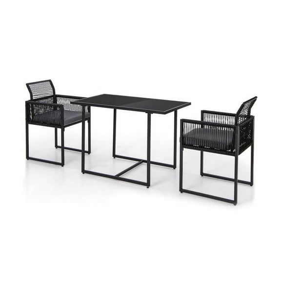 Aimee Lii 3 Piece Outdoor Folding Dining Table Set, Gray