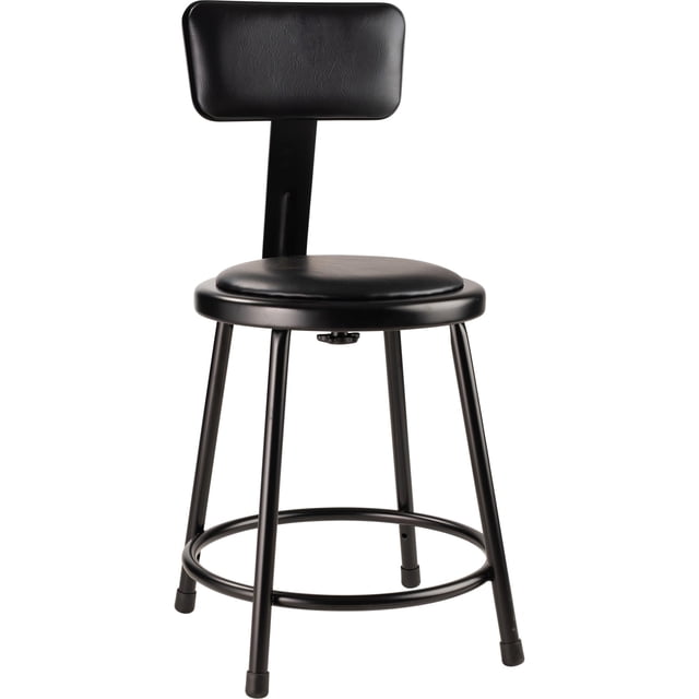 NPS 6400 Series Tabouret Moderne en Métal de 18 Pouces, Rembourré en Vinyle, Robuste, Noir