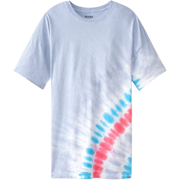 Victoria's Secret Pink One Size Fit All Short Sleeve Tee Tunic Length Color Tie Dye NWT