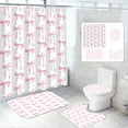 thumbnail image 1 of Dznils Juegos de Alfombra y Cortina de Ducha con Lazo Rosa, Juegos de Cortinas de Baño de Tela Moderna de 16 Pzas, 72 "x 72", 1 of 11