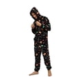 thumbnail image 4 of Christmas Men Leisure Wear Cartoon Printing Long Hooded Jumpsuit Zipper Flannel One-Piece Pajamas, 4 of 7