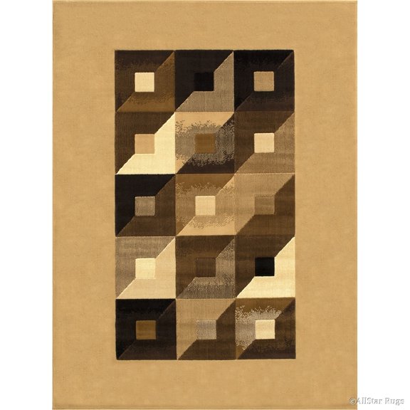 Allstar Rugs Allstar Modern Block Design Rug Beige 5' 2"x7' 1" 5' x 8' Brown