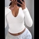 thumbnail image 4 of Top Corto de Larga con Cuello en V y Cremallera de un Cuarto para Mujer, Moda de Otoño 2025 L, 4 of 8