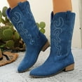 thumbnail image 2 of UngA Cowboys Boots for Women Square Toe Wide Western Boots Mid Calf Cowgirl Boots Pull On Fashion Embroidered Cowboy Boots Blue,Size 8, 2 of 6