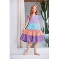 thumbnail image 3 of Arshiner Girls Dress Summer Flutter Sleeve Flared Tiered Swing Pleated Midi Cotton Casual Sundress with Pockets, 3 of 6