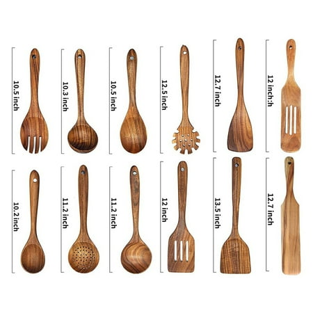 

Wooden Spoons for Cooking 12 Pack Wooden Utensils for Cooking Kitchen Utensils Set Wooden Cooking Utensils Spatulas