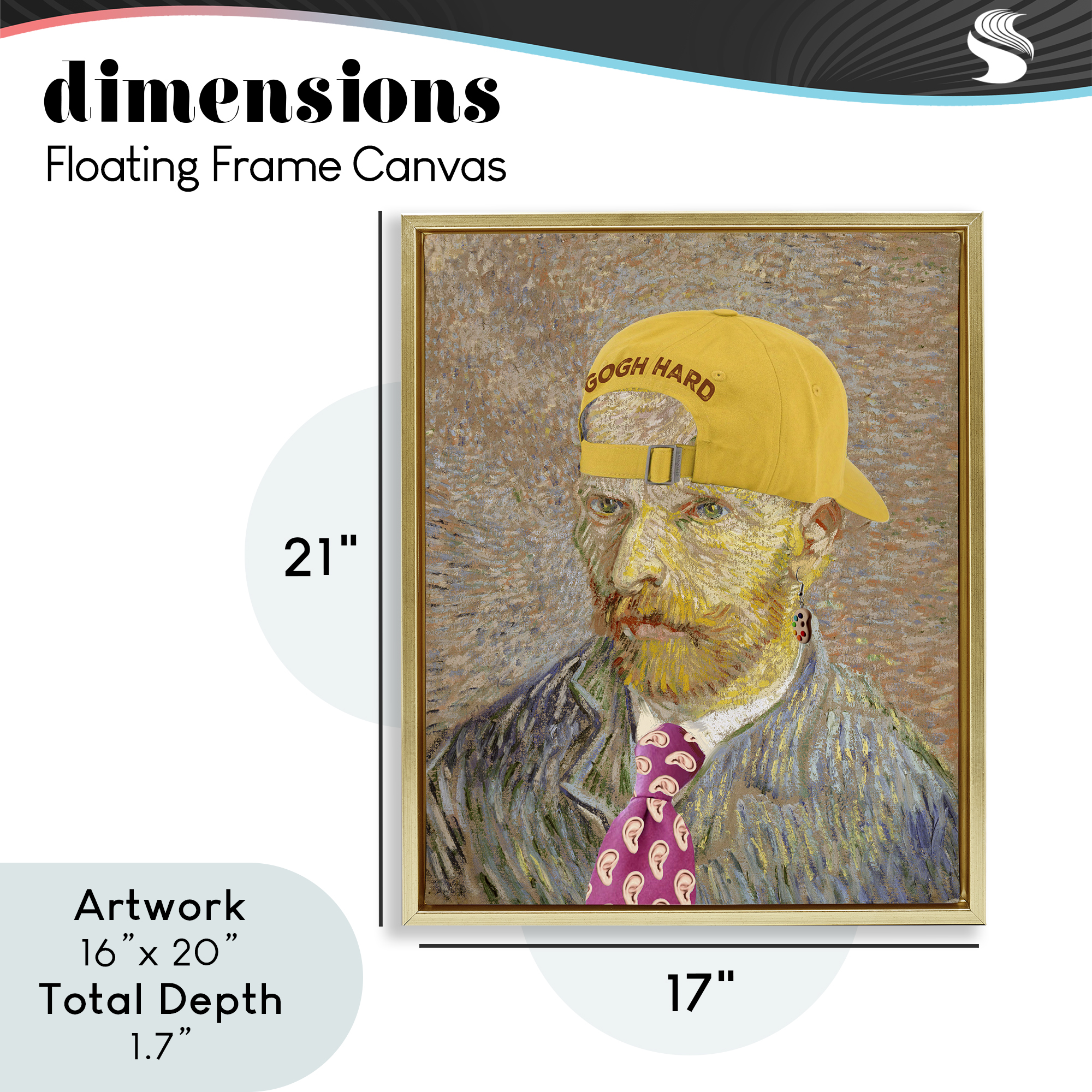 Van Gogh in Yellow hat Gold Framed Floater Canvas Wall Art, design by Masters Redux