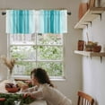 thumbnail image 6 of Hokiten Rod Pocket Curtain Valance, Turquoise Ombre Stripe Farmhouse Window Valance for Living Room, Bedroom, Kitchen Farmhouse Simple Striped 42"W x 12"L, 6 of 8