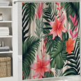 thumbnail image 6 of Orinice  Shower Curtain Dark Green Shower Curtain for Bathroom with 12 Hooks Beach Cheerful Tropical Green Leaves Palm Trees and Flowers Bird Waterproof Decorative Bathroom Decor 69x72, 6 of 7