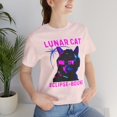 thumbnail image 2 of Lunar Eclipse tshirt, Neon Cyber Punk Cat tshirt, Cat lover Gift, 2 of 2