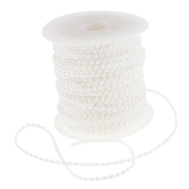50m media guirnalda de perlas artificiales Rollo de perlas de perlas DIY DECORACIÓN DIY Blanco