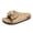 Khaki, variant on Women's Slide Sandals Dressy Summer Casual, Cute Bow Tie Knot On Top Strap, Comfy Slip On Cork Foot Bed, Summer Beach Slippers(Khaki,5.5)