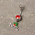 thumbnail image 2 of Body Candy Womens 14G 316L Steel Navel Ring Piercing Red Accent Holiday Noel Winter Dangle Belly Button Ring, 2 of 3