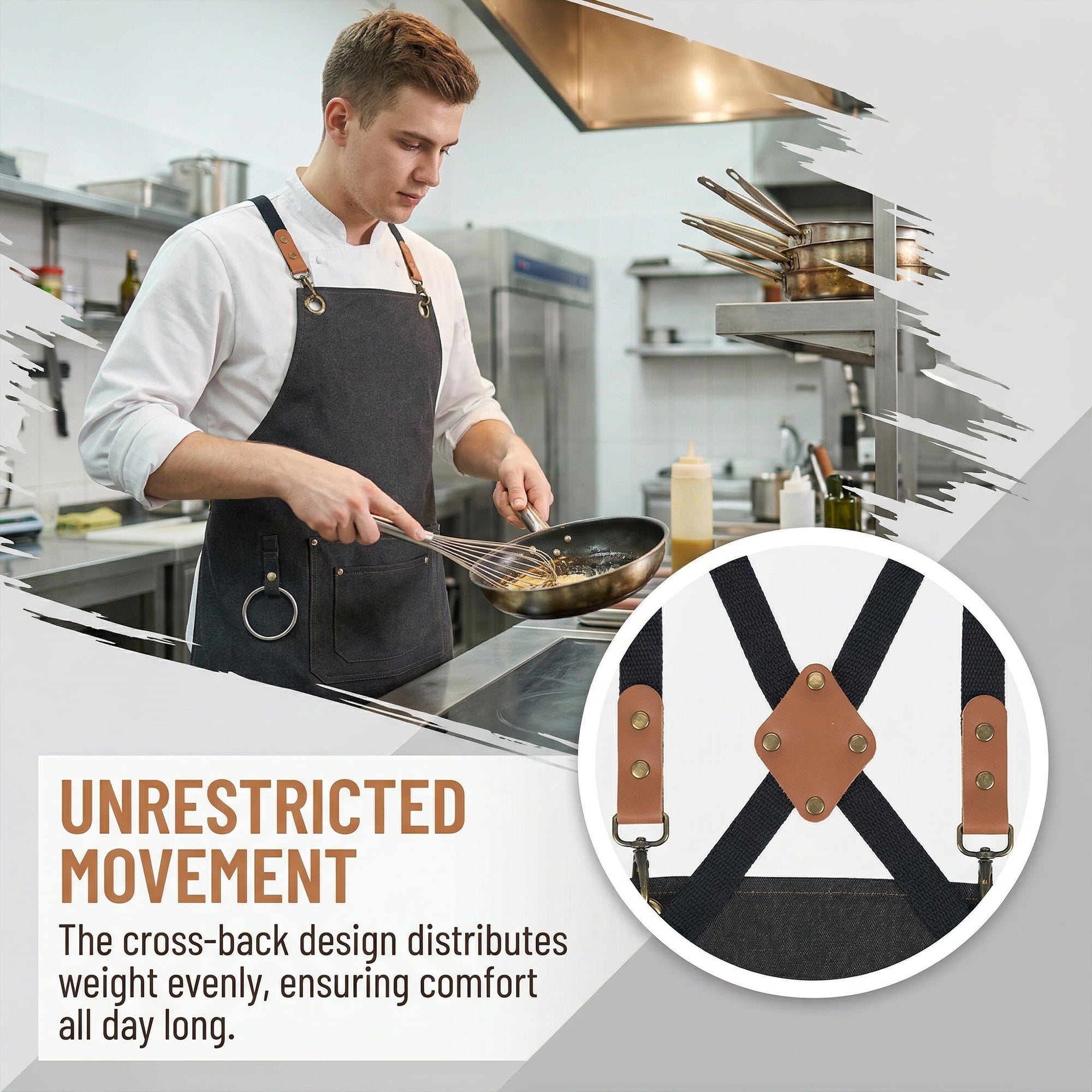 Unique Bargains Adjustable Long Waist Cooking Apron with Pockets 29.4x26.8in Black