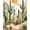 Green Terracotta Cream, Pattern 3, variant on Design&I 8'x10' Washable Area Rug Plant Vintage Botanical Blooms Scroll Motif Abstract Southwestern for King Size Bedroom, Under Bed, Sleek Flatweave Pet Friendly