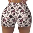 thumbnail image 2 of Haiem Retro Red Black Roses No Front Seam Biker Shorts for Women Yoga Workout Gym Bike Shorts with Tummy Control Moisture-Wicking-Small, 2 of 9