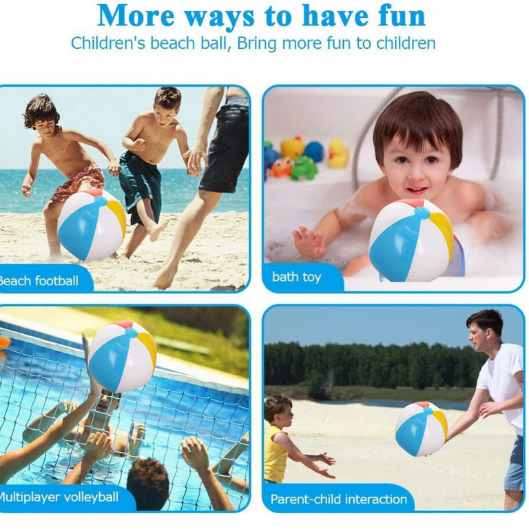 Splash N Swim Inflatable Beach Balls for Kids Swim on Beach Ocean Pool Party Summer Toys Girls Boys Lightweight in classic white blue yellow and