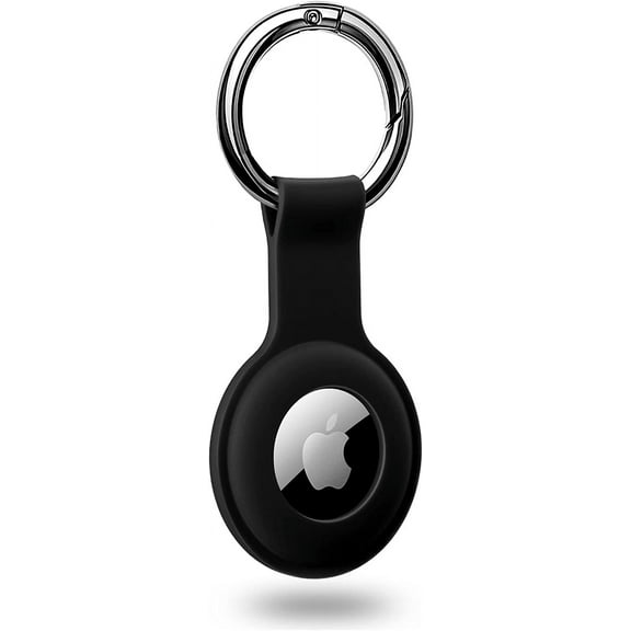 Airtag Keychain, Airtag Holder Case Ultra Light Apple Airtag Case with Silicone Sleeve Cover for Key Finder and More, Black