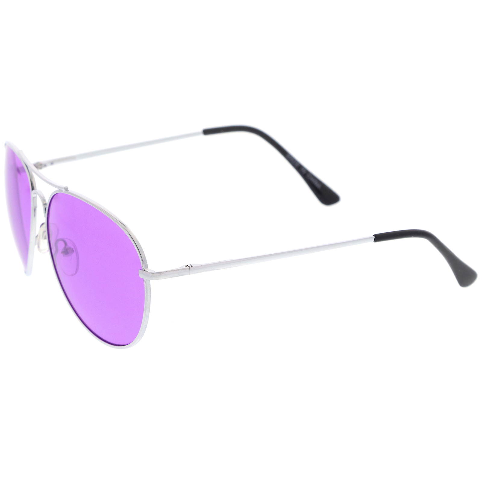 Classic Metal Frame Colored Teardrop Lens Aviator Sunglasses 57mm Silver Purple 