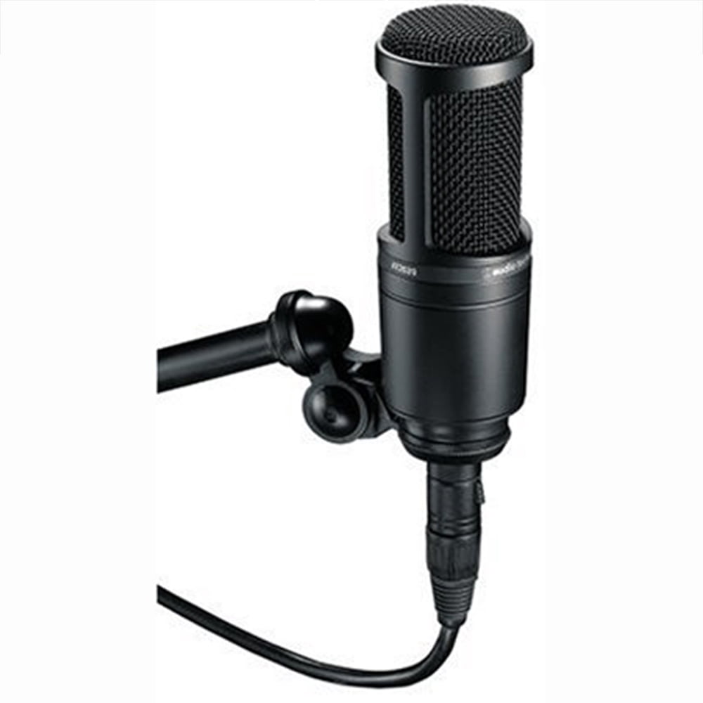 Audio-Technica Side Address Cardioid Condenser Studio Microphone AT2020 Bundle with 2 YR CPS Extended Warranty, Metal Shock Mount, Pop Filter, Suspension Boom Arm Stand and 25ft XLR Cable