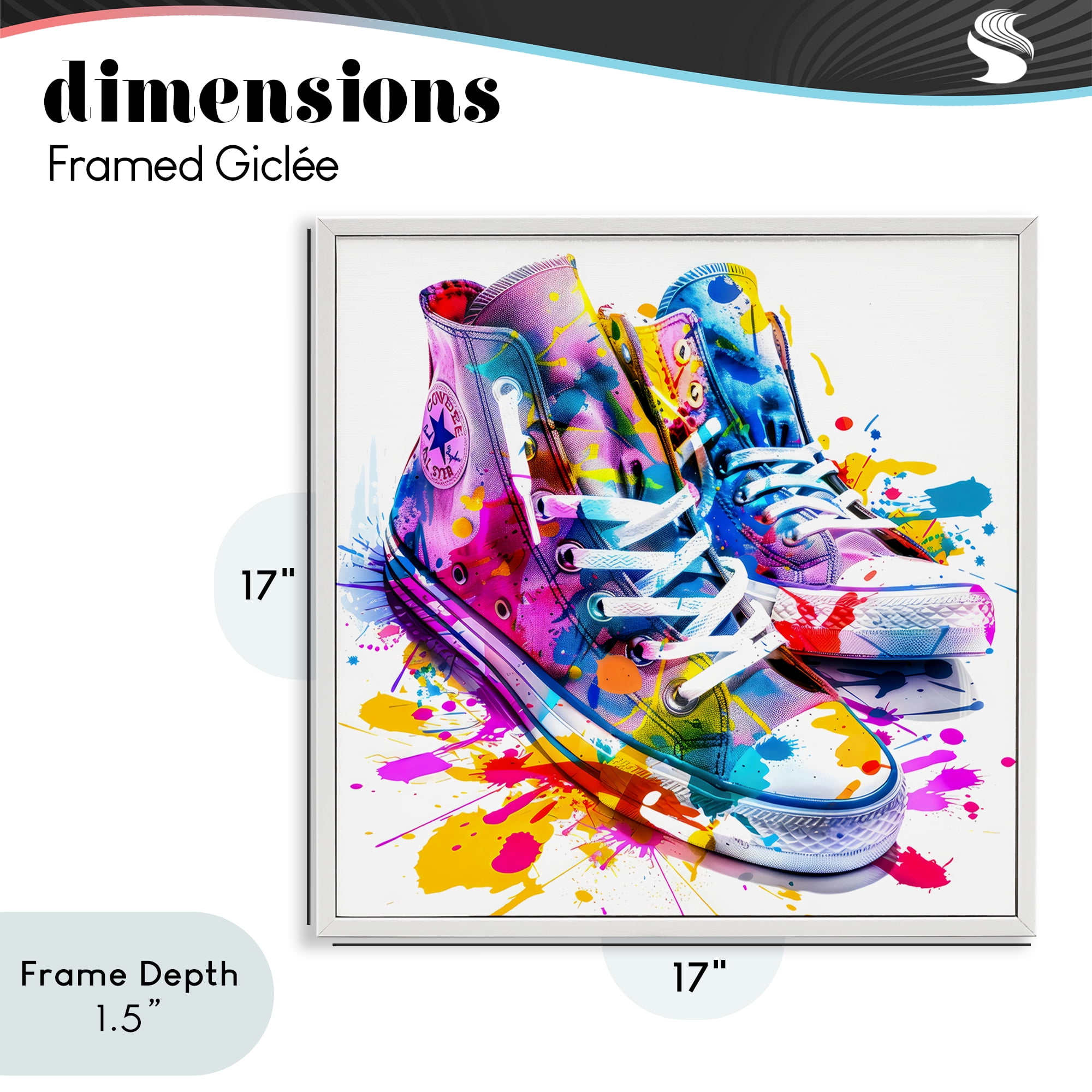 Stupell Industries High Top Sneakers Splash White Framed Giclee Art, design by Creative Studio