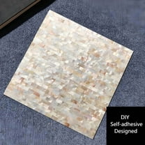Sinkoo Natural Mother of Pearl Wall Tiles, Peel and Stick Light Brown 12"x12", Mosaic Shell Backsplash Sticker for Kitchen, Bedroom and Bathroom