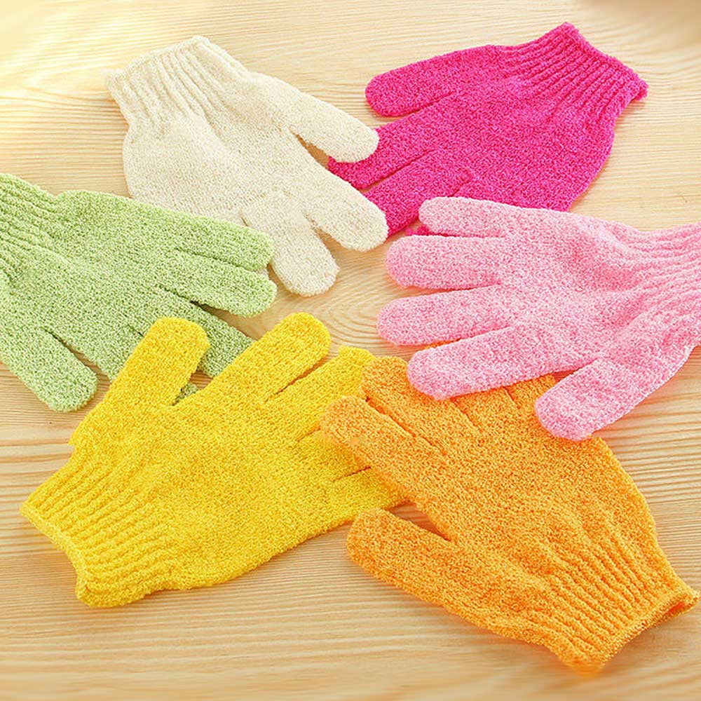 4 Pair Shower Gloves Exfoliating Bath Glove, Loofah Scrubber Multicolor by Juniper's Secret