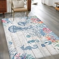 thumbnail image 3 of Coastal Jellyfish 3'x5' Washable Rug, Beach Nautical Ocean Coral Seahorse Vintage Non-Slip Area Rugs for Entryway Kitchen Classroom, StainResistant Dorm Throw Carpet, Low Pile Soft Indoor Floor Mat, 3 of 9