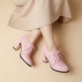 thumbnail image 6 of SACFOF Women's Chunky High Heel Oxford Pump Lace Up Wingtip Perforated Platform Vintage Brogues Dress Shoes, 6 of 6