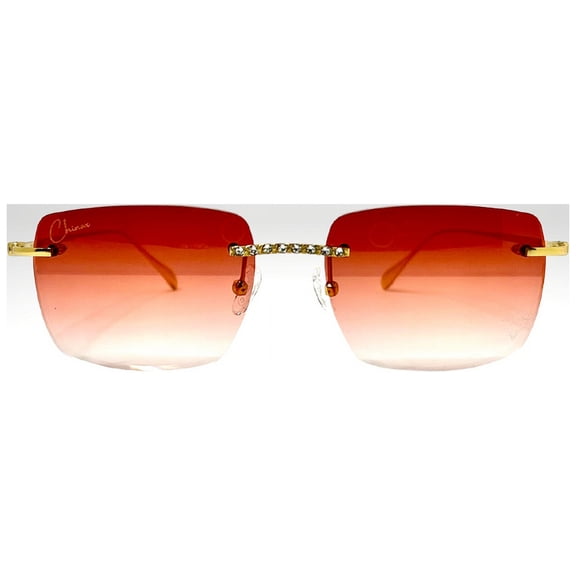 Chinox Luxury Eyewear Gold Arms Jeweled Eyeglasses, Champagne Pink, 2.0