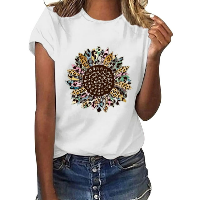 Birdeem Womens Round- Neck Christmas Printing Recreational Short Sleeve Tops