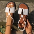 thumbnail image 6 of HTHLVMD Leather Flat Shoes, Strappy Sandals for Women, Neutral Sandals for Women Women's Casual Side Hollow Belt Buckle Flat Roman Shoes Summer Fashion Ladies Sandals, White 7, 6 of 8