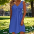 thumbnail image 3 of cocolona Womens Summer Mini Dress Fashion Casual Sleeveless V-neck Pleated Sundress Vacation Beach Dress, 3 of 6