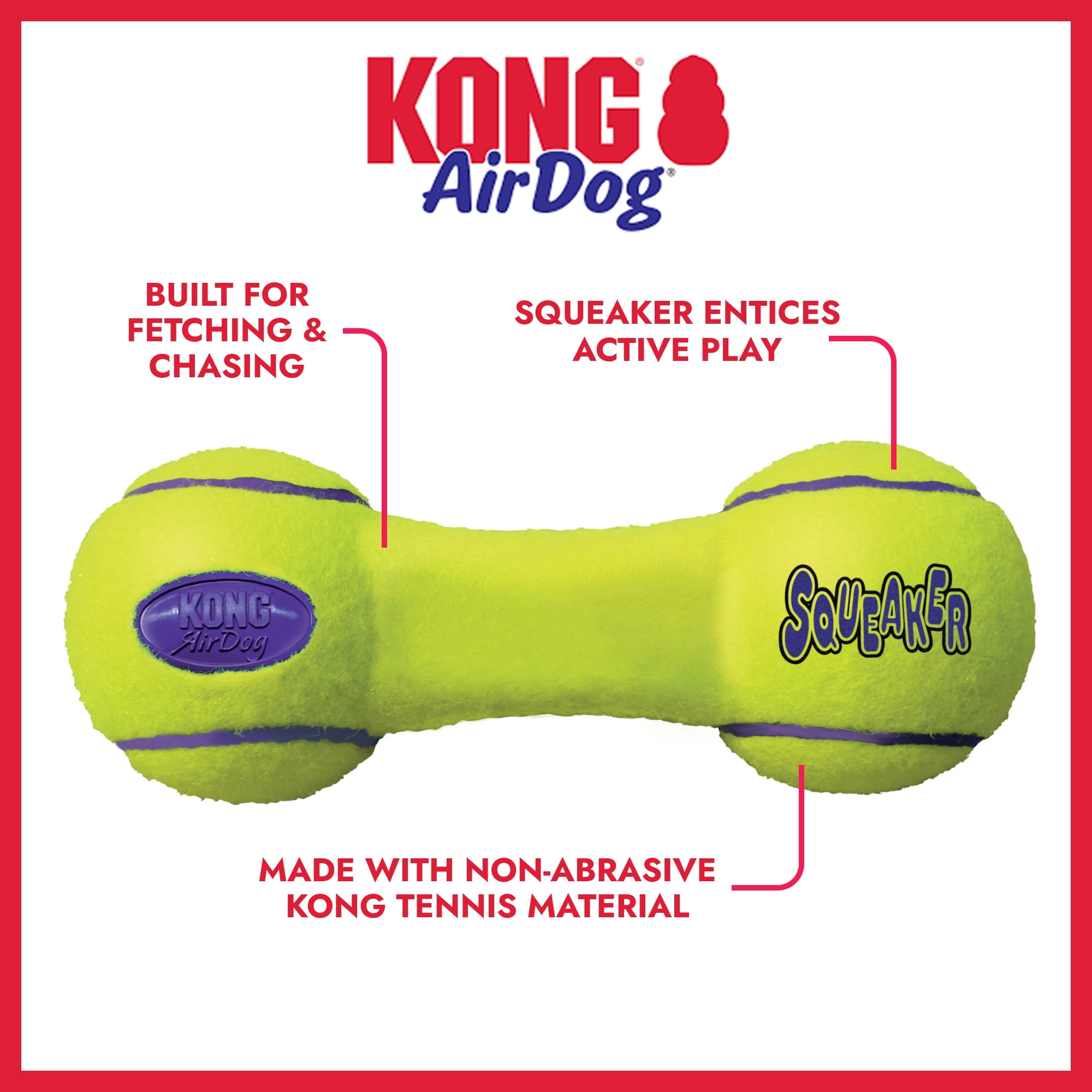 KONG® AirDog® Squeaker Dumbbell Dog Toy, Medium, for Dogs Between 15-35 lbs
