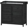 thumbnail image 6 of YIYADO Outdoor 39" Potting Bench Table, Rustic Garden Wood Workstation Storage Cabinet Garden Shed with 2-Tier Shelves and Side Hook,Black, 6 of 7
