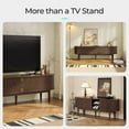 thumbnail image 3 of LINSY HOME Fluted TV Stand for TVs up to 75", Mid-Century Home Entertainment Center with Sliding Tambour Door and Adjustable Shelves, Walnut, 3 of 10