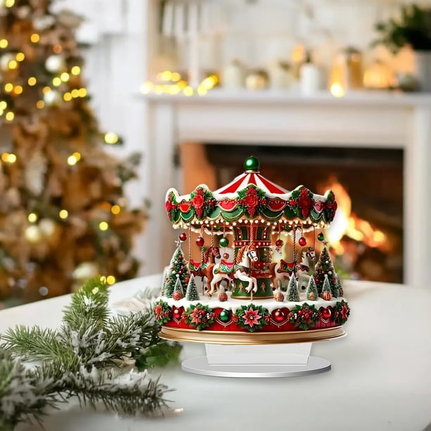 Crea un adorno navideño invernal de Papá Noel en acrílico 2D para decoración festiva del hogar. Regalo perfecto para decoración navideña. Plato acrílico de pie.