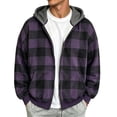 thumbnail image 3 of JIAYUE Men Zip Up Hoodie Stylish Plaid Color Block Oversize Long Sleeve With Pocket Sweatshirt Outerwear for Daily Commute, 3 of 5