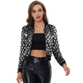 thumbnail image 1 of Chaqueta Bomber con lentejuelas Allegra K para Mujer Color Plata XL, 1 of 5