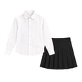 thumbnail image 5 of ITSAME Girls School Uniform Outfits 2-Piece Button Up Shirt & Pleated Skirt with Lining Versatile Casual Set Black Size 16, 5 of 10