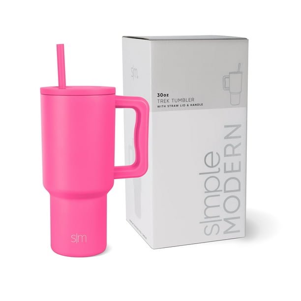 Vaso Simple Modern Trek de 900 ml con asa y tapa con pajita de acero