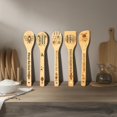 thumbnail image 2 of 5 cucharas de madera para cocinar con forma de abeja, utensilios de cocina de madera de 11,9 pulgadas con patrones tallados decorativos, herramientas de cocina con orificios para colgar, regalo de coc, 2 of 5