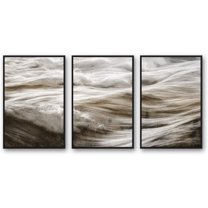 IDEA4WALL 3 Piece Framed CanvasWall Art for Living Room, Bedroom Golden Waves Canvas Prints for Modern Home Decoration Ready to Hang