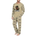 thumbnail image 5 of Voska Men's Halloween Ghost Graphic Pajama Set Crew Neck Raglan Long Sleeve Top Pumpkin Print Straight‑Leg PJ Pants Soft Sleepwear For Fall Spooky‑Season Loungewear Beige L, 5 of 5