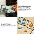 thumbnail image 4 of Mint-chocolate-color Cute Monsters Apron Set with Oven Mitts Pot Holders Set of 5 Kitchen Stuff Accessories, 4 of 6