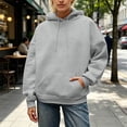 thumbnail image 4 of OSOLU Women's Oversized Hoodies Sparkly Rhinestone Wing Decor Back Long Sleeve Casual Sweatshirts Light Gray, 4 of 6