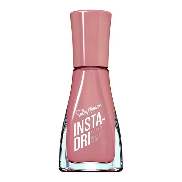 esmalte de uñas sally hansen insta-dri buff and tumble 203 café 9.17 ml botella frontal de vidrio con esmalte café rosado Buff And Tumble 203 y tapa a juego; etiqueta blanca "Insta-Dri" visible, cuello para brocha contorneada, fondo blanco. Indicado para secado rápido y aplicación uniforme; también suele usarse para retoques rápidos en viajes.