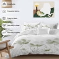 thumbnail image 3 of 3 Piece Sage Green Flowers Duvet Cover Set California King,Microfiber Comforter/Quilt Cover with Corner Ties and 2 Pillowcases,Watercolor Retro White Floral Leaves Soft Bedding with Zipper Closure, 3 of 8